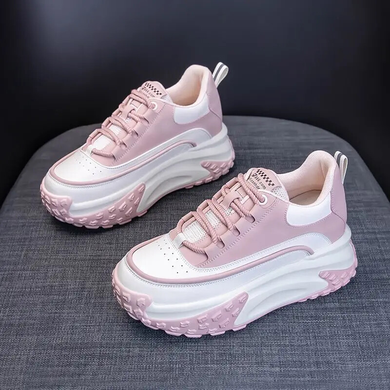 Új, 2024. tavaszi női alkalmi sport, vékony tompa tornacipők, vastag talpú, hálós bélésű cipők utcai viselethez