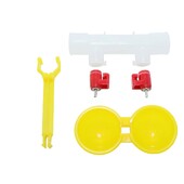 Galamb etető tenyésztési felszerelés víztartó 5 készlet baromfiitató csirke itató kettős golyós itató dupla mellbimbós akasztópoharak