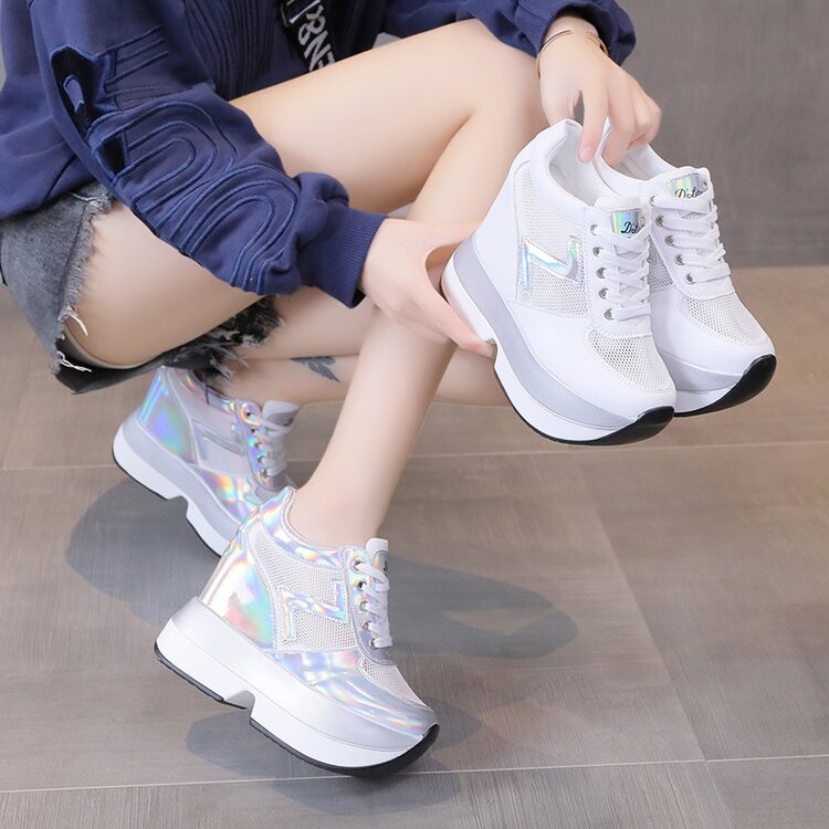 Primăvară Femei Pantofi cu platformă înaltă Pantofi ocazionali cu înălțime Pantofi de sport cu talpă groasă Pantofi respirabili Pantofi pentru femei Nou