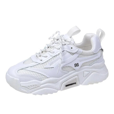 2023 Nove proljetne jesenske tenisice s platformom Ženske ležerne cipele s debelim dnom na vezanje Ženske neklizajuće žute tenisice Mujer