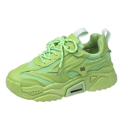 2023 Nove proljetne jesenske tenisice s platformom Ženske ležerne cipele s debelim dnom na vezanje Ženske neklizajuće žute tenisice Mujer