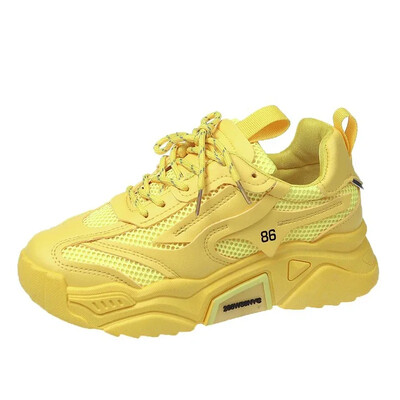 2023 Nove proljetne jesenske tenisice s platformom Ženske ležerne cipele s debelim dnom na vezanje Ženske neklizajuće žute tenisice Mujer