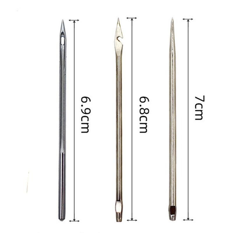 Bőrvarrókészlet barkácsolás Bőrvarrótű réz fogantyúval Bőr vászon sátorcipők javítóeszköz nejlon cérnával