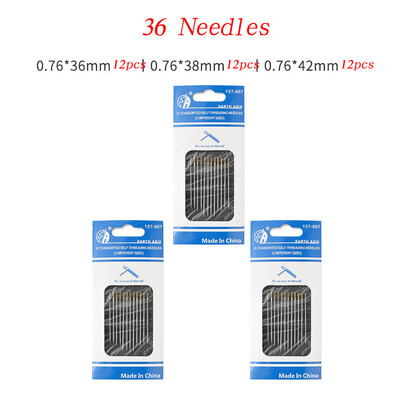 12/36 τμχ Τυφλή βελόνα ραψίματος Ηλικιωμένος από ανοξείδωτο χάλυβα Γρήγορη αυτόματη αυτοκλωστή βελόνας ραφής Πινακωτή βελόνας