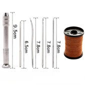 Komplet kožnih šivaćih igala od 6 komada, set sadrži srebrno kožno šivaće šilo DIY kožna igla prikladna za šator od platnene torbe