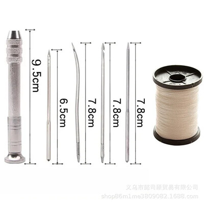Komplet kožnih šivaćih igala od 6 komada, set sadrži srebrno kožno šivaće šilo DIY kožna igla prikladna za šator od platnene torbe