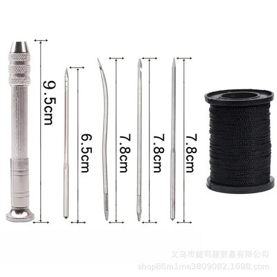 Komplet kožnih šivaćih igala od 6 komada, set sadrži srebrno kožno šivaće šilo DIY kožna igla prikladna za šator od platnene torbe