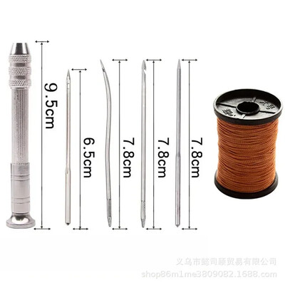 Komplet kožnih šivaćih igala od 6 komada, set sadrži srebrno kožno šivaće šilo DIY kožna igla prikladna za šator od platnene torbe