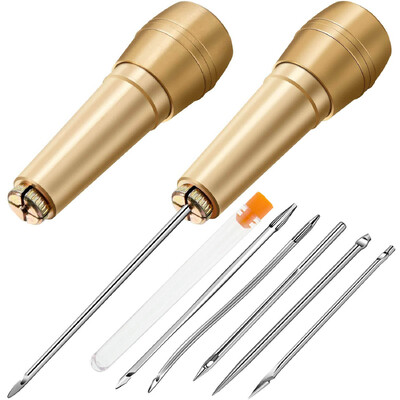Kit de cusut din piele DIY cu ac de cusut din piele cu mâner din cupru Set de cort din pânză din piele Instrument de reparare a pantofilor cu fir de nailon