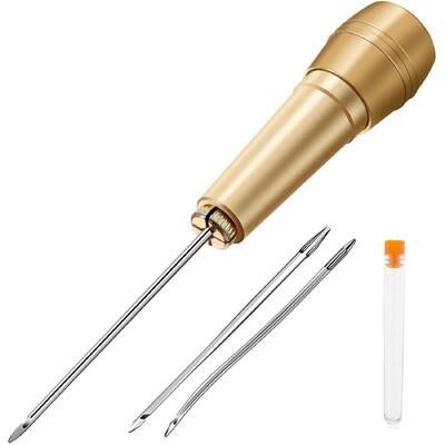 Kit de cusut din piele DIY cu ac de cusut din piele cu mâner din cupru Set de cort din pânză din piele Instrument de reparare a pantofilor cu fir de nailon