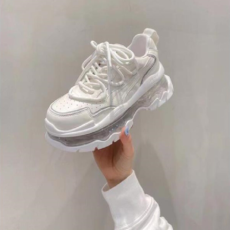 Női járóplatformos cipők divatos légpárna vastag alsó tornacipők felcsúsztatható könnyű, légáteresztő szabadidő magasító cipő