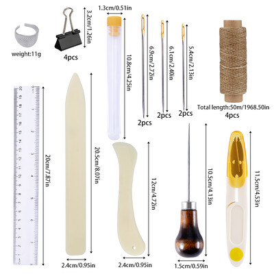 Koveen Edge Beveler Kožni pribor za šivanje Skiving Kit s voštanim koncem Kožna igla Šilo Naprstak za šivanje rezbarenje