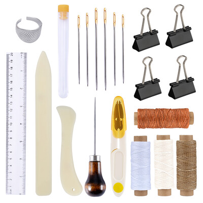 Koveen Edge Beveler Kožni pribor za šivanje Skiving Kit s voštanim koncem Kožna igla Šilo Naprstak za šivanje rezbarenje