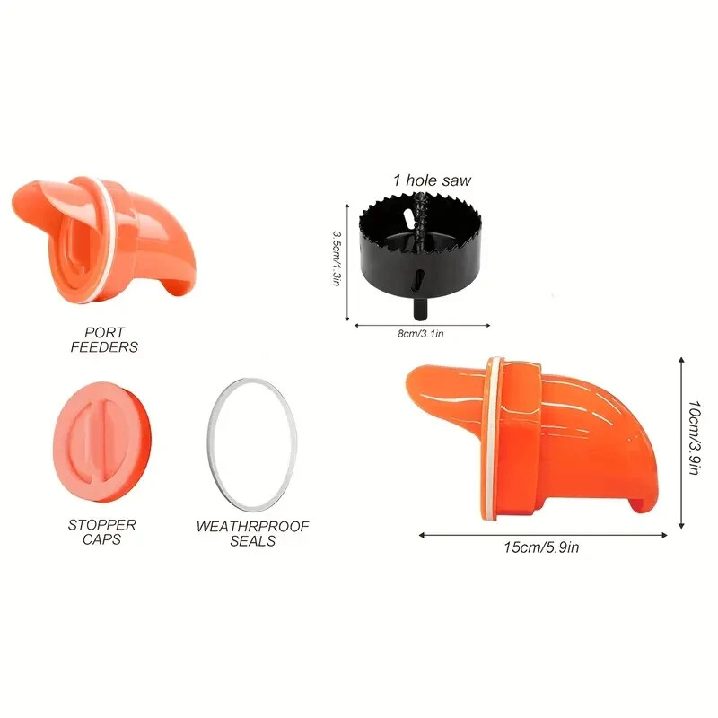 1Szett automatikus csirkeetető készlet, rágcsálóbiztos, esőálló baromfietető készlet vödrökhöz hordókhoz.