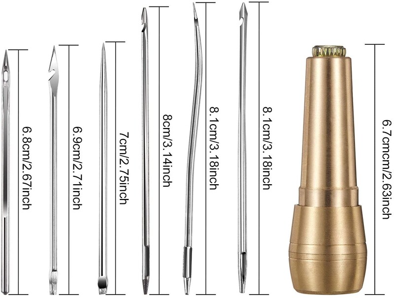 Set de cusut din piele DIY Set de pungi de cupru pentru pantofi de cort din pânză din piele Unelte conice de cusut Instrumente de reparare a acelor de artizanat din piele
