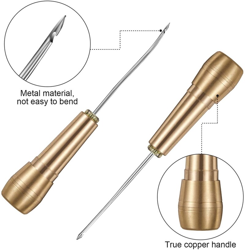 Set de cusut din piele DIY Set de pungi de cupru pentru pantofi de cort din pânză din piele Unelte conice de cusut Instrumente de reparare a acelor de artizanat din piele