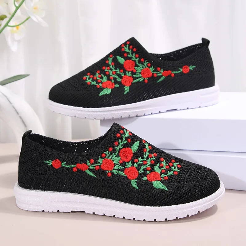 Kingad Naiste tossud Võrgusilma hingav lilleline Mugav ema Pehme ühevärviline mood naiste jalatsid Kerged naiste kingad