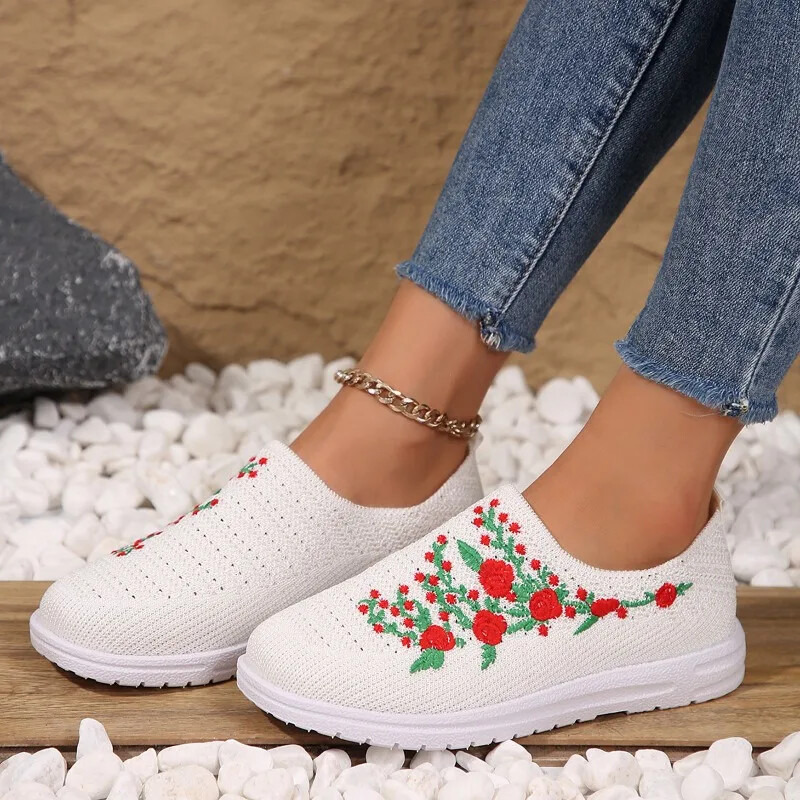 Kingad Naiste tossud Võrgusilma hingav lilleline Mugav ema Pehme ühevärviline mood naiste jalatsid Kerged naiste kingad