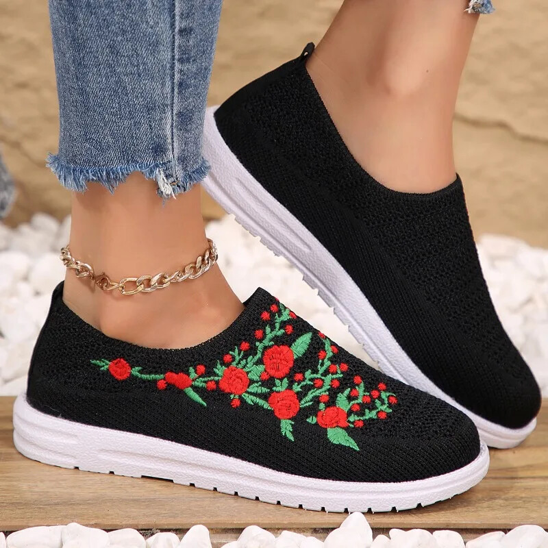 Kingad Naiste tossud Võrgusilma hingav lilleline Mugav ema Pehme ühevärviline mood naiste jalatsid Kerged naiste kingad