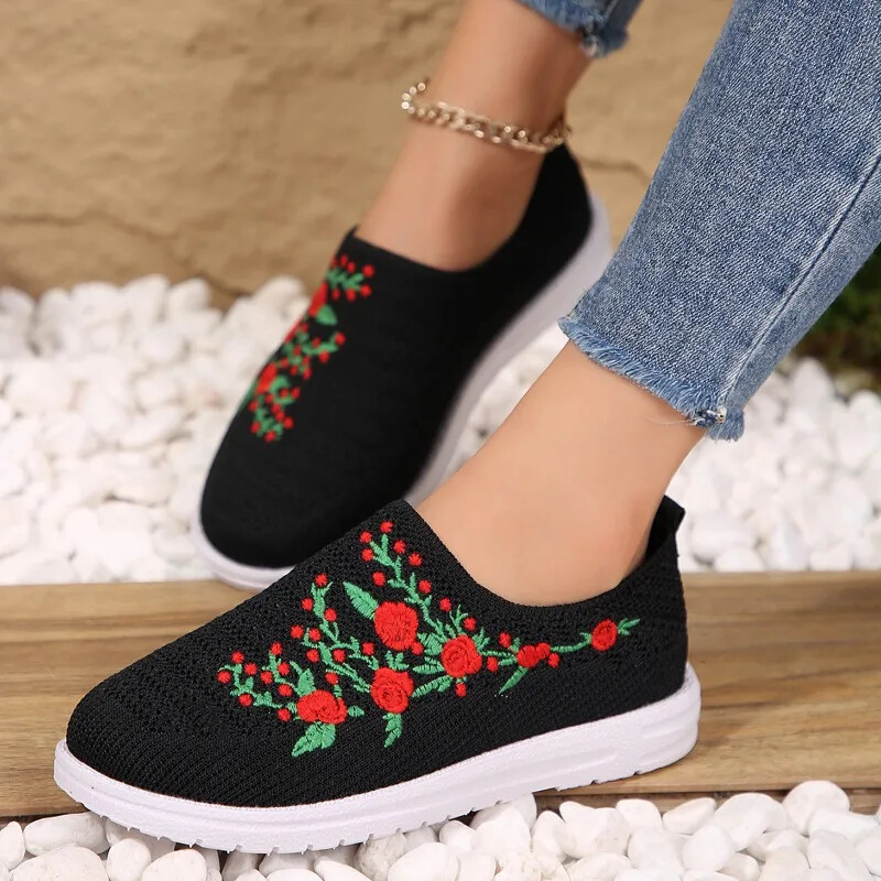 Kingad Naiste tossud Võrgusilma hingav lilleline Mugav ema Pehme ühevärviline mood naiste jalatsid Kerged naiste kingad