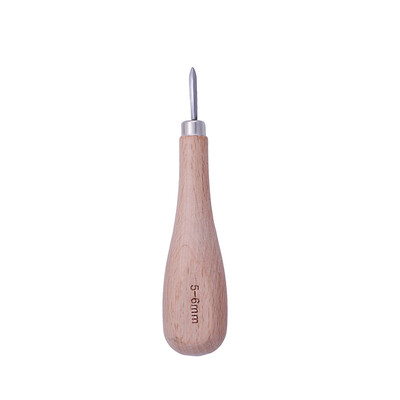 LMDZ 1gab Ādas amatniecības koka dimanta rombs Awl 3mm 4mm 5-6mm DIY Ādas šujmašīnas šūšanas sūcējs Leathercraft perforators