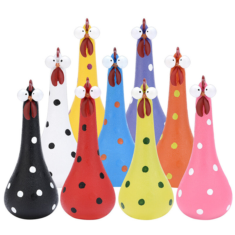 Gyanta hosszú nyakú csirke díszek kerti udvarhoz kültéri dekorációhoz Buta tyúk szobrok irodai asztali figurák
