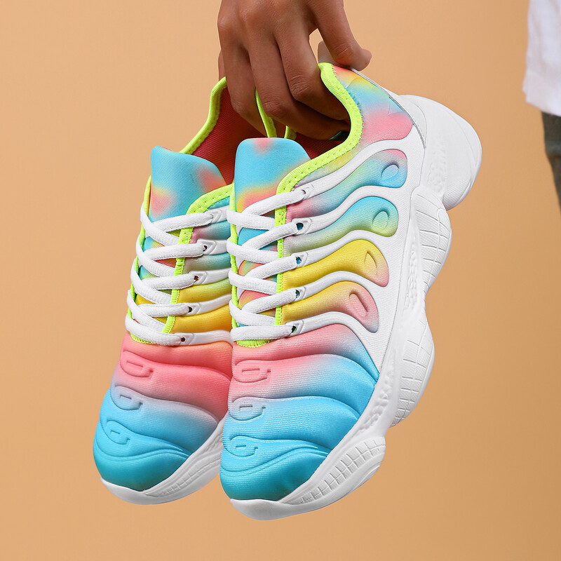 Noua culoare bomboană bărbați pantofi cu fundul transparent pantofi de alergare femei pantofi de drumeție cuplu toamnă curcubeu pantofi sport en-gros