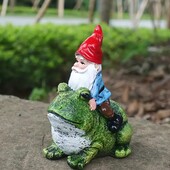1buc Riding Frog Garden Elder, Bătrân de grădină în aer liber pentru decorarea terasă, gazon, curte și grădină