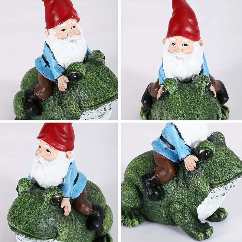1buc Riding Frog Garden Elder, Bătrân de grădină în aer liber pentru decorarea terasă, gazon, curte și grădină