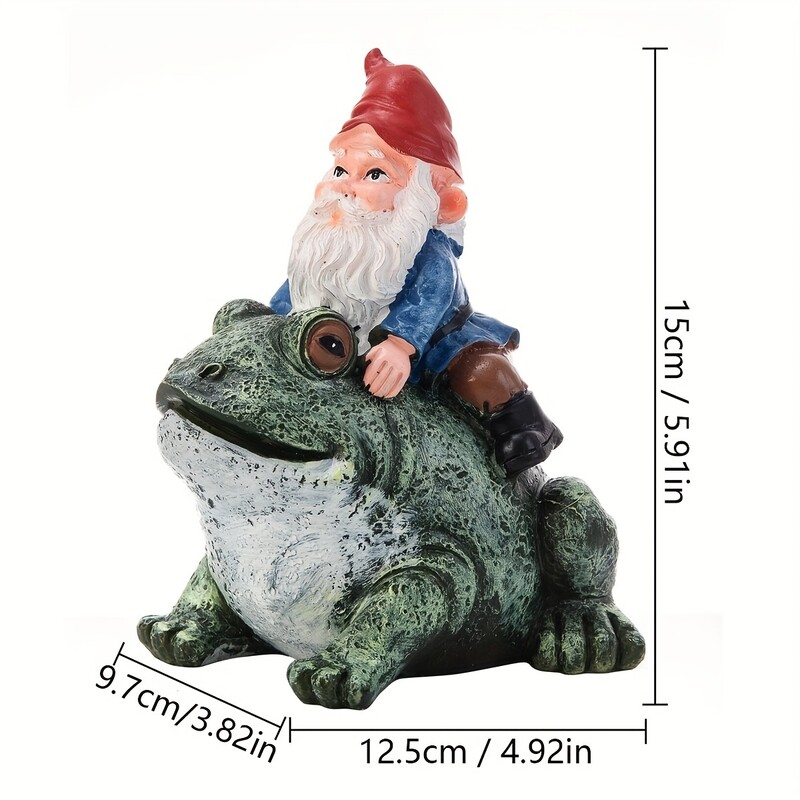 1buc Riding Frog Garden Elder, Bătrân de grădină în aer liber pentru decorarea terasă, gazon, curte și grădină