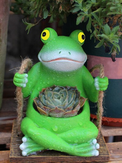 1gb jaukas vardes šūpoļu stādīšanas sveķu izstrādājumi, sveķu vardes piekarināmais stādītājs, sulīgu dzīvnieku stādītājs, vardes šūpoļu stādītāju dekors