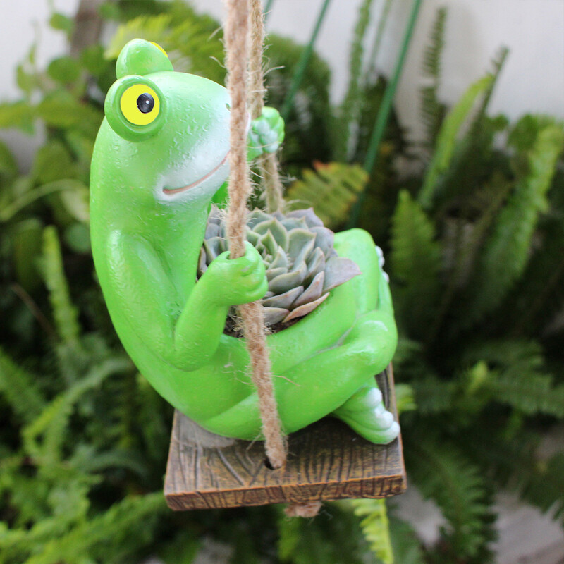 1gb jaukas vardes šūpoļu stādīšanas sveķu izstrādājumi, sveķu vardes piekarināmais stādītājs, sulīgu dzīvnieku stādītājs, vardes šūpoļu stādītāju dekors