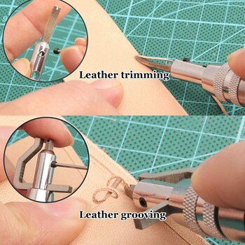 LMDZ 7 σε 1 DIY Ρυθμιζόμενη δερμάτινη ραφή Groover Skiving Edge Beveler Tool for Leathercraft Sew Crease Grooving Tool