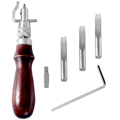 LMDZ 7 viename „pasidaryk pats“ reguliuojamas odos susiuvimo griovelis „Skiving Edge Beveler“ įrankiai, skirti „Leathercraft“ siūti raukšlių griovelių pjovimo įrankis