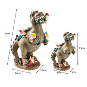 Dinozaur care mănâncă gnomi Statuie de grădină în aer liber Figurină amuzantă Decor Sculptură
