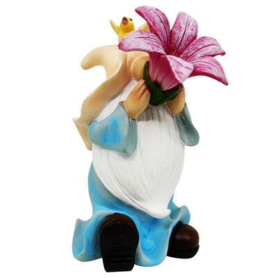 Sculptură din rășină din gnom de grădină cu lumini solare - Decor capricios de exterior pentru curte și grădină