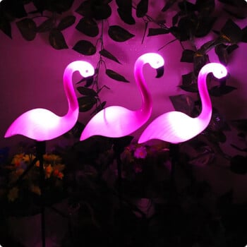 3 PC Външни слънчеви светлини Flamingo Garden Led Stake Водоустойчива пътека Тревна площ Двор Пейзажна пътека Декоративна лига