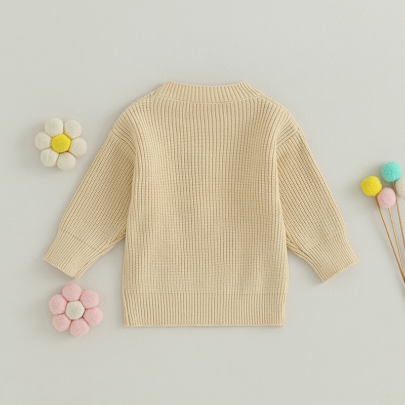 FOCUSNORM 0-6G Mazu bērnu meiteņu džemperis 3 krāsu burtu ziedu izšuvumi ar garām piedurknēm Puloveri rudens ziemas trikotāžas topi