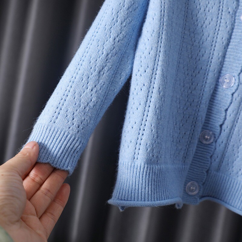 Copii Fete Haine Toamna Iarna Bebeluși Fete Cardigan de tricotat Pulover drăguț Palton Pulover tricotat albastru Pulover tricotat moale pentru copil mic
