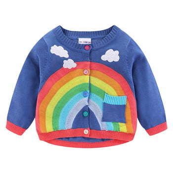 Mudkingdom Toddler Girl Boy Cardigan Πουλόβερ Ελαφρύ Rainbow Clouds πλεκτά εξωτερικά ρούχα για παιδιά Βαμβακερά ρούχα άνοιξη φθινόπωρο