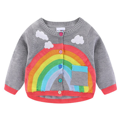 Mudkingdom Toddler Girl Boy Kardigan Džemper Lagani Rainbow Clouds Pletena gornja odjeća za djecu Odjeća Pamuk Proljeće Jesen