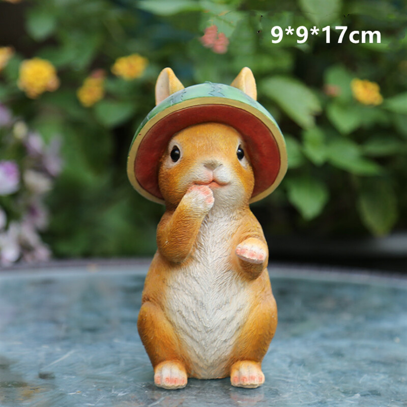 Ornamente de iepuri de rășină de grădină, figurină drăguță, statuie de animale, mini zână, creativă drăguță, peisaj, iarbă, decorare pentru ghiveci