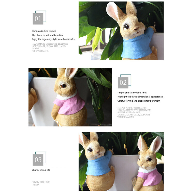 Aranyos nyúl figura dekoráció kerti kellékek gyanta virágcserép medál kézműves kézműves Tökéletes ajándékok kerti virágcseréphez