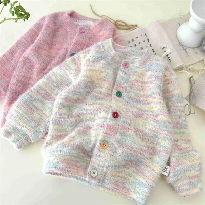 Jesen Zima Plišana topla dječja jakna s duginim puloverom Modni svestrani džemperi za djevojčice Kaput Slatka slatka djevojka Dječji gornji kaput