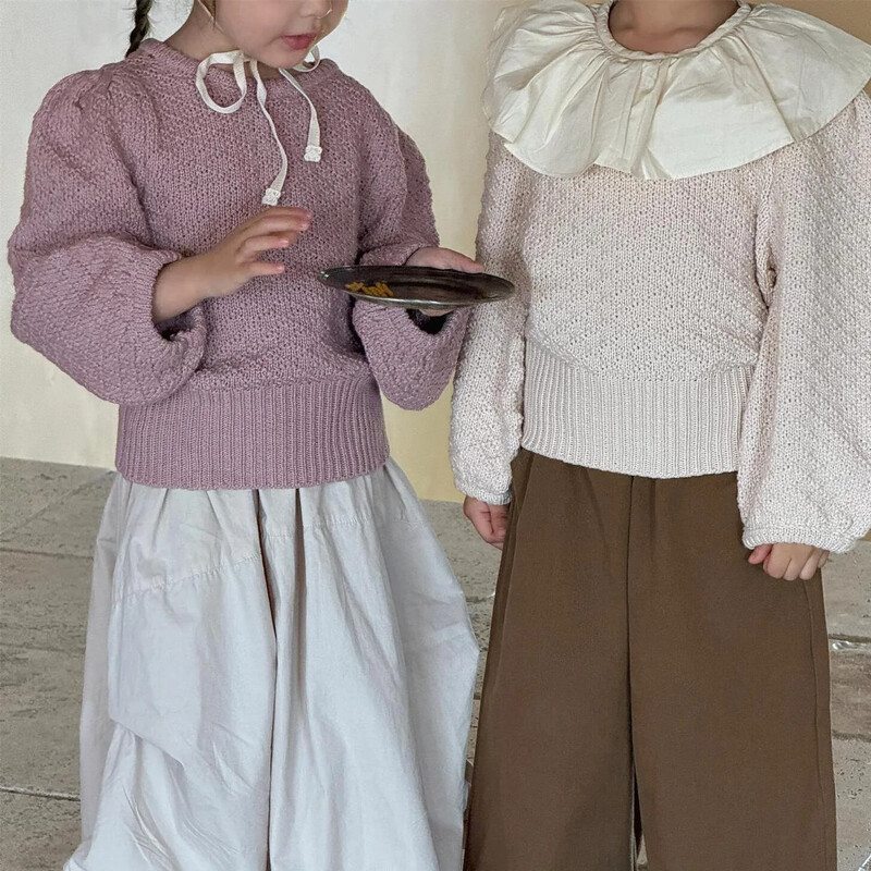 Πουλόβερ Κορεατικά Παιδικά Ρούχα Φθινοπωρινά Νέο Κοριτσίστικο μανίκι Κάλυμμα κεφαλιού Μονόχρωμο Ευέλικτο Απλό 2024 Χαλαρό γλυκό