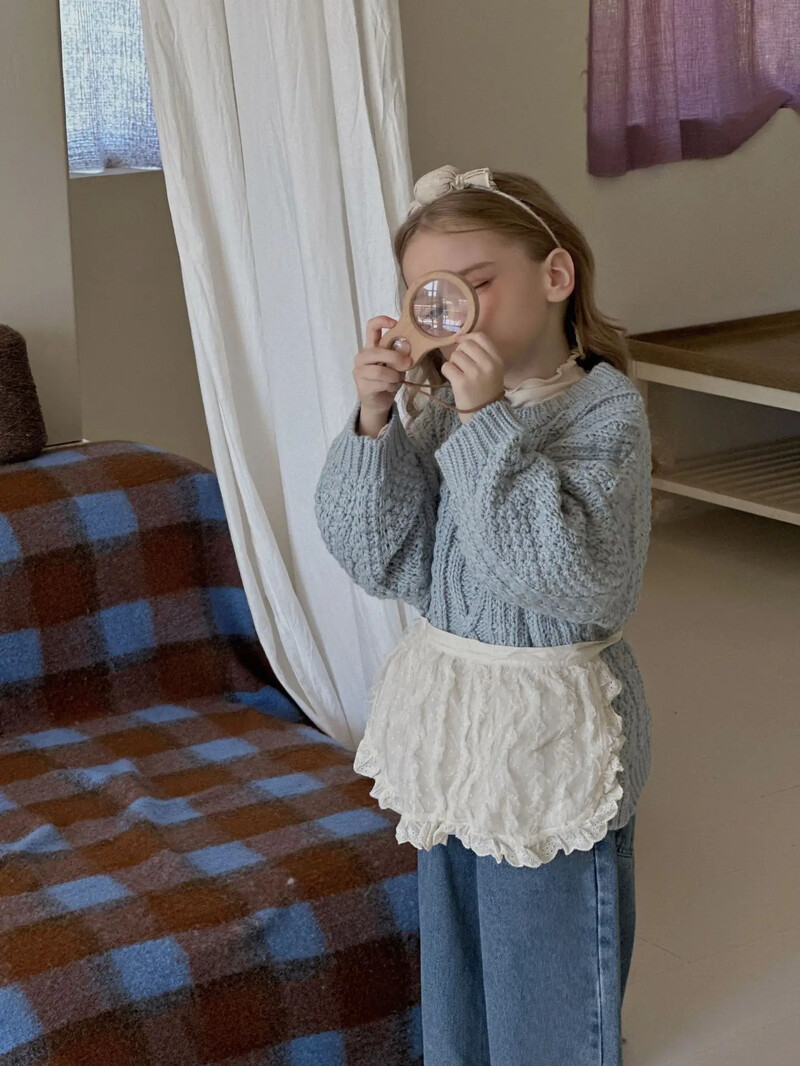 Džemper za djevojčice Jesen Zima Novi korejski 2024. Dječje heklane pokrivale za glavu Baby Tide Pleteni debeli široki modni kaput