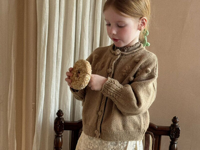 Pulover Broderie culoare cafea Pulover Violet închis Croșetat Moda simplă Îmbrăcăminte pentru copii Guler rotund în dungi