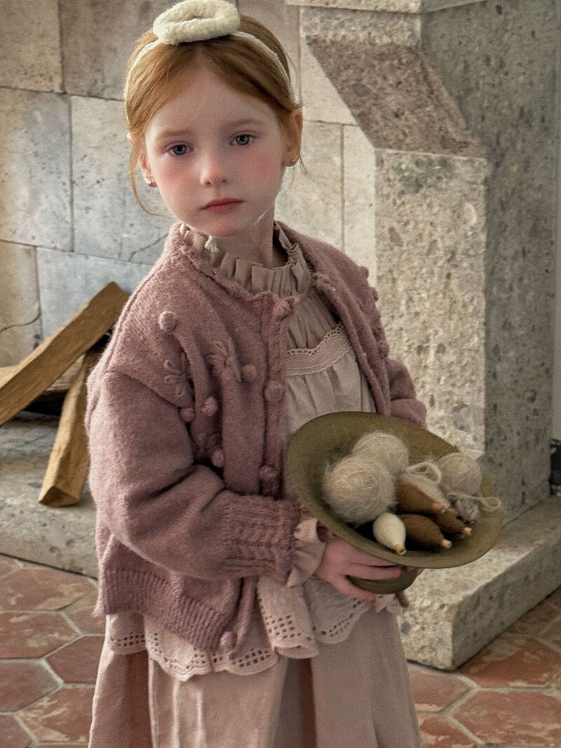 Pulover Broderie culoare cafea Pulover Violet închis Croșetat Moda simplă Îmbrăcăminte pentru copii Guler rotund în dungi