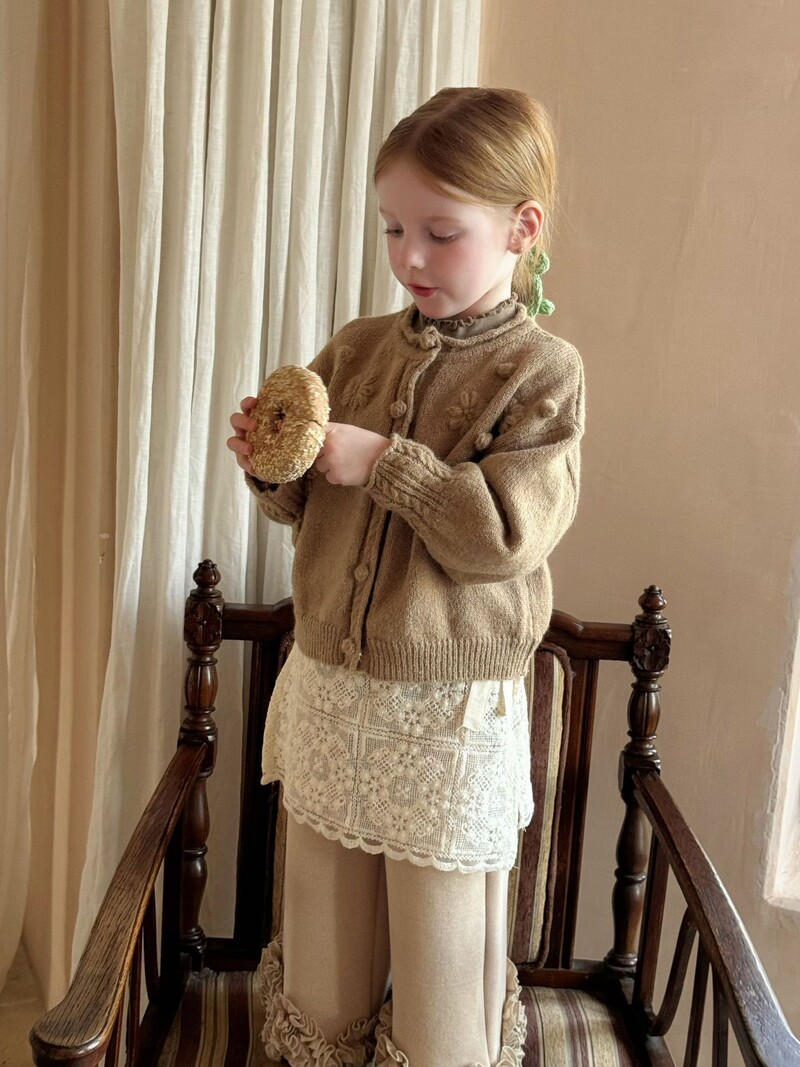 Pulover Broderie culoare cafea Pulover Violet închis Croșetat Moda simplă Îmbrăcăminte pentru copii Guler rotund în dungi