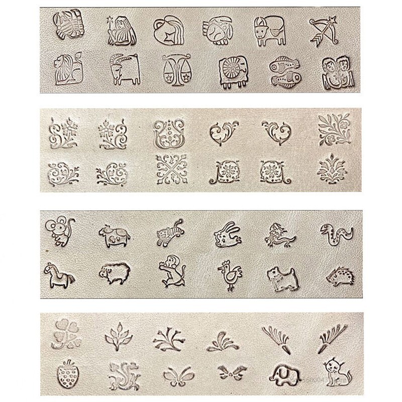 Komplet alata za ispis na koži od 12 kom. Alat za izradu metalnih pečata od legure. Set metalnih pečata za rezbarenje kožnih pečata